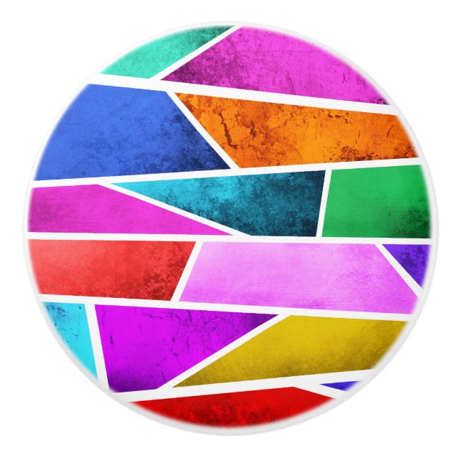 Colourful Stained Glass Purple Blue Ceramic Pull (Front)