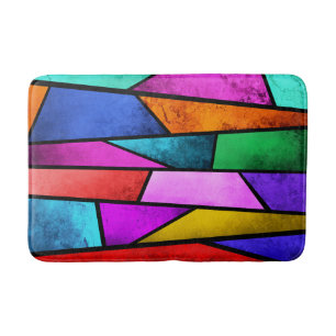 Colourful Stained Glass Purple Blue Teal Bath Mat