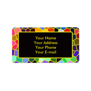 Colourful Stained Glass Rainbow Abstract Mosaic Label