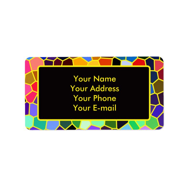 Colourful Stained Glass Rainbow Abstract Mosaic Label (Front)