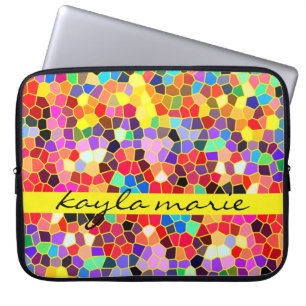Colourful Stained Glass Rainbow Abstract Mosaic Laptop Sleeve
