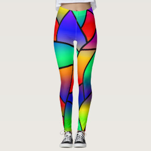 Colourful Stained Glass Red, Blue, Purple, Yellow Leggings
