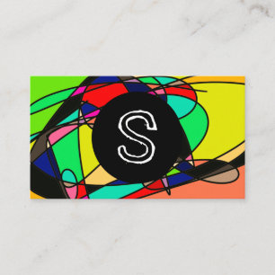 Colourful Stained Glass Retro Doodle Business Card