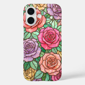 Colourful Stained Glass Rose Floral Phone Case