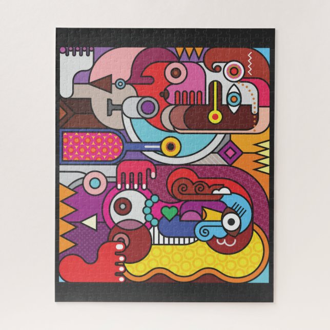 Colourful Stained Glass Two Women and a Wine Bottl Jigsaw Puzzle (Vertical)