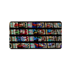 Colourful Stained Glass Window Label
