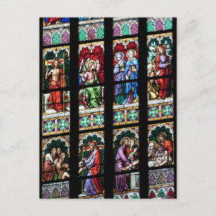 Colourful Stained Glass Window Postcard