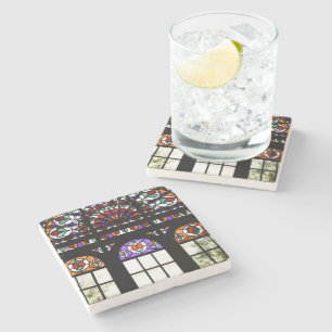 Colourful Stained Glass Window Stone Coaster