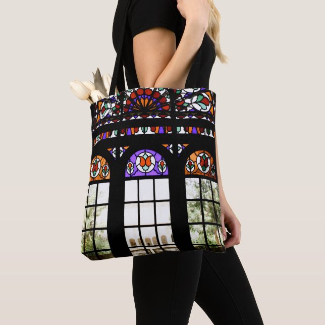 Colourful Stained Glass Window Tote Bag (Close Up)