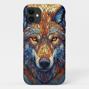 Colourful Stained Glass Wolf Head iPhone 11 Case