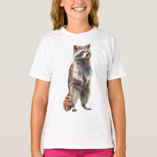 Colourful Standing Trash Panda Illustration Kids T-Shirt