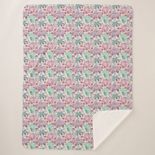 Colourful Star and Floral Seamless Pattern on Blac Sherpa Blanket