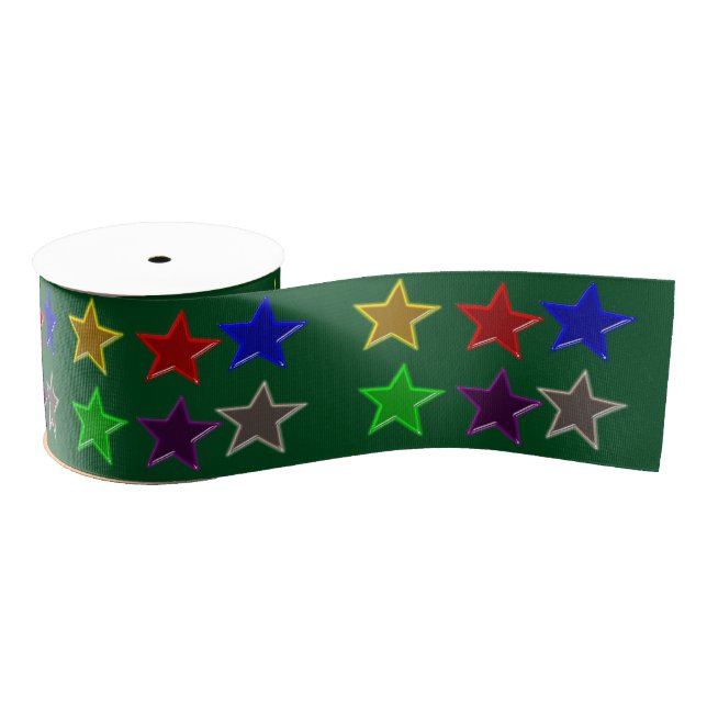 Colourful star buttons grosgrain ribbon (Spool)