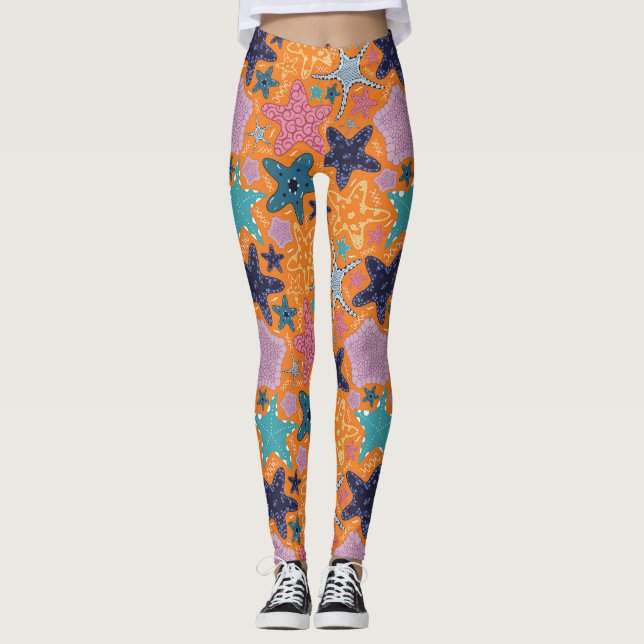 Colourful Star fishes Leggings (Front)