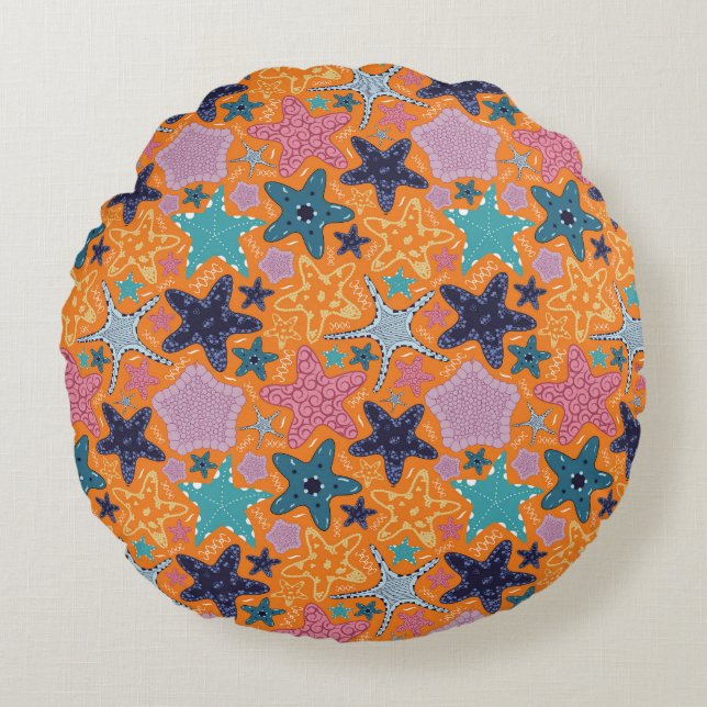 Colourful Star fishes Round Cushion (Front)