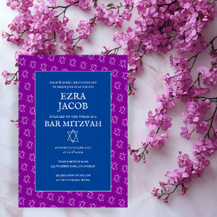 Colourful Star of David Custom Bat Bar Mitzvah  Invitation