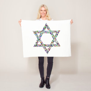 Colourful Star of David Fleece Blanket