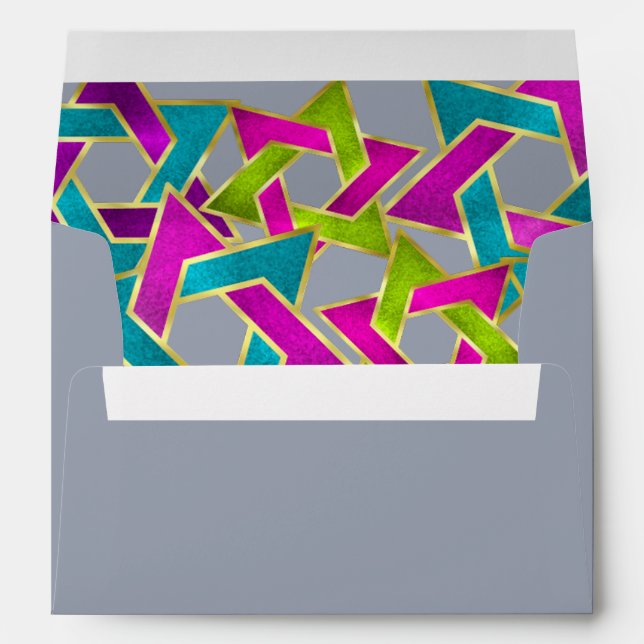 Colourful Star of David Gold Envelope (Back (Bottom))