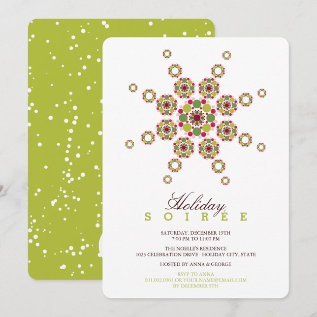 Colourful Star Ornament Modern Holiday Party Invit Invitation (Front/Back)
