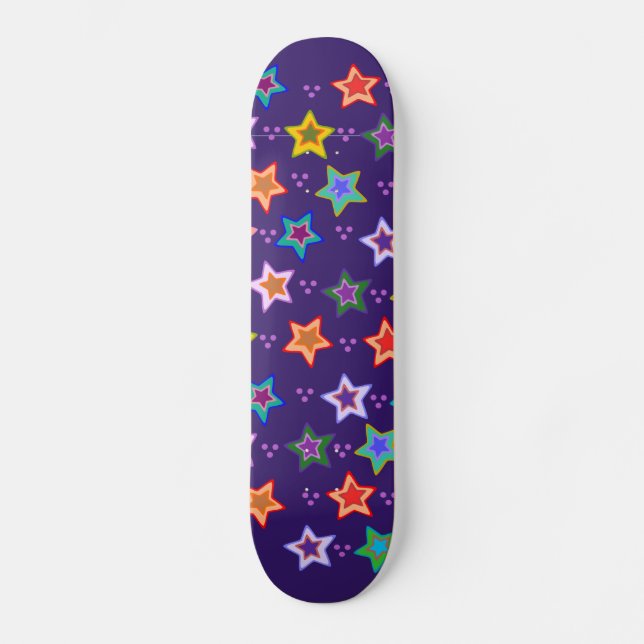 Colourful star pattern skateboard (Front)