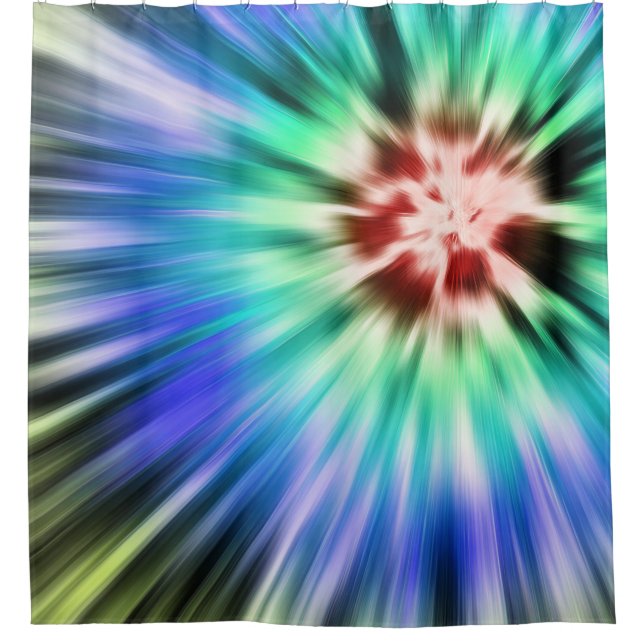 Colourful Starburst Tie Dye Shower Curtain (Front)
