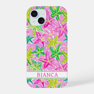 Colourful Starfish Monogrammed iPhone 15 Case