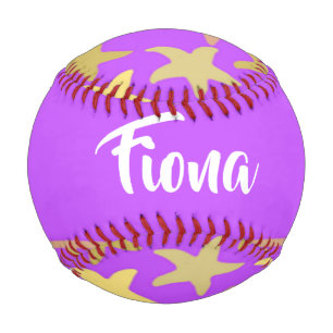 Colourful starfish on purple baseball