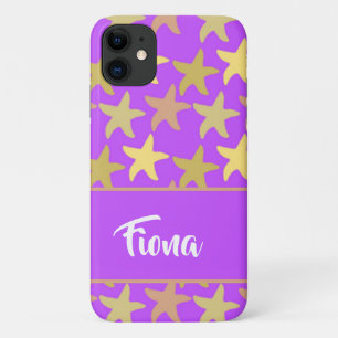 Colourful starfish on purple iPhone 11 case