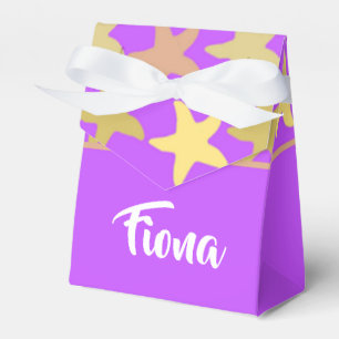 Colourful starfish on purple favour box