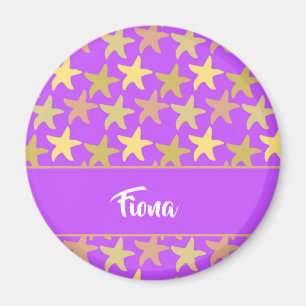 Colourful starfish on purple magnet