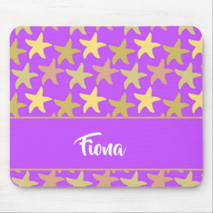 Colourful starfish on purple mouse mat