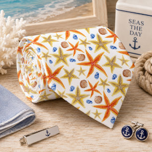 Colourful Starfish Seamless Pattern Tie