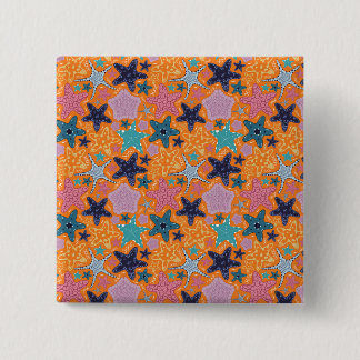 Colourful Starfishes 15 Cm Square Badge