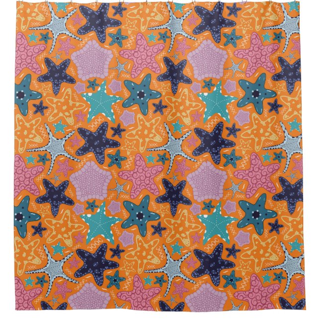  Colourful Starfishes Shower Curtain (Front)