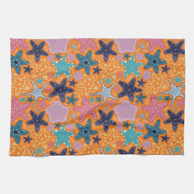 Colourful Starfishes Tea Towel (Horizontal)