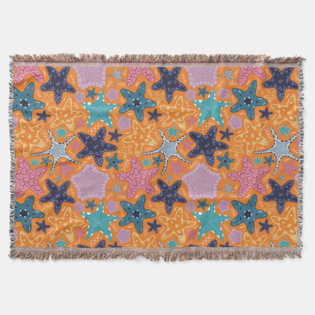 Colourful Starfishes Throw Blanket (Front)