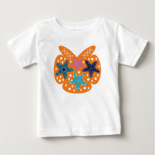 Colourful Starfishes with orange colour background Baby T-Shirt