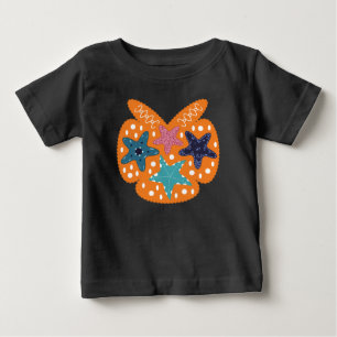 Colourful Starfishes with orange colour background Baby T-Shirt