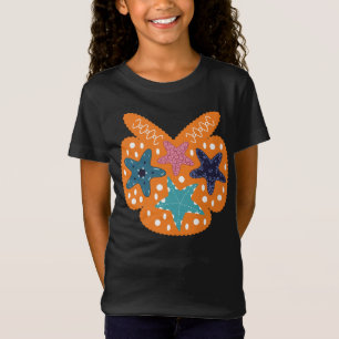 Colourful Starfishes with orange colour background T-Shirt