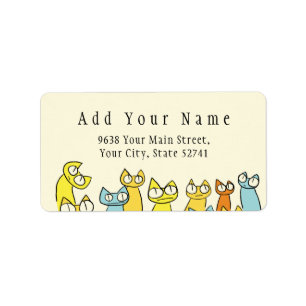 Colourful Staring lot Cats Label