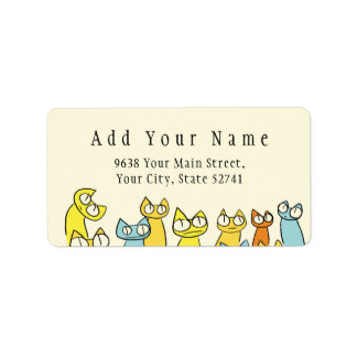 Colourful Staring lot Cats Label
