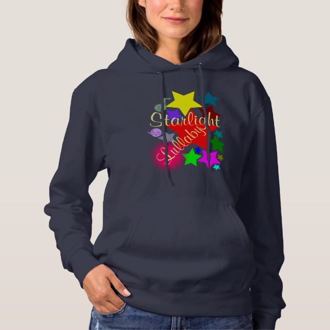 Colourful Starlight Lullaby Navy Pullover Hoodie (Front)