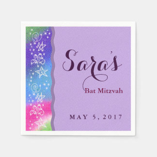 Colourful stars and swirls Bar Mitzvah Napkins
