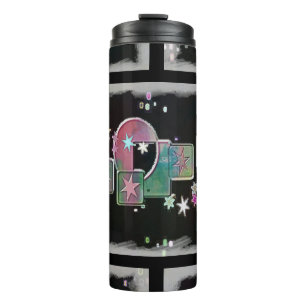 Colourful Stars Black Thermal Tumbler