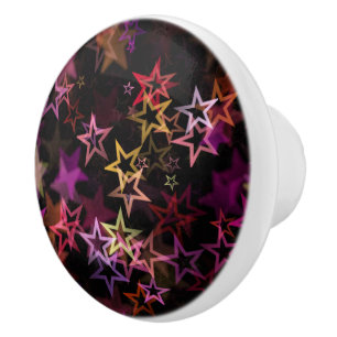 Colourful Stars Dance Whimsically  Ceramic Knob