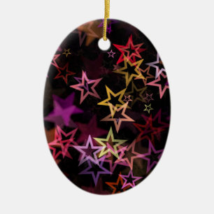 Colourful Stars Dance Whimsically  Ceramic Tree Decoration