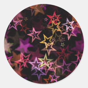 Colourful Stars Dance Whimsically  Classic Round Sticker