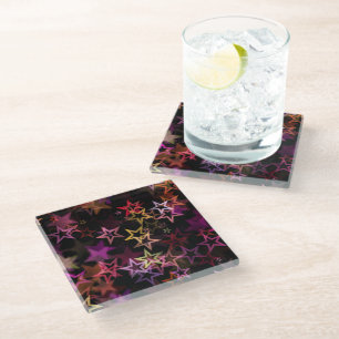 Colourful Stars Dance Whimsically Glass Coaster