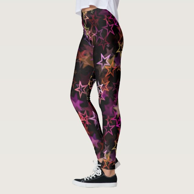 Colourful Stars Dance Whimsically  Leggings (Left)