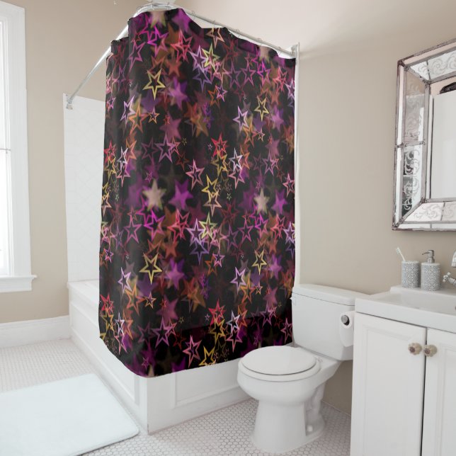 Colourful Stars Dance Whimsically  Shower Curtain (In Situ)